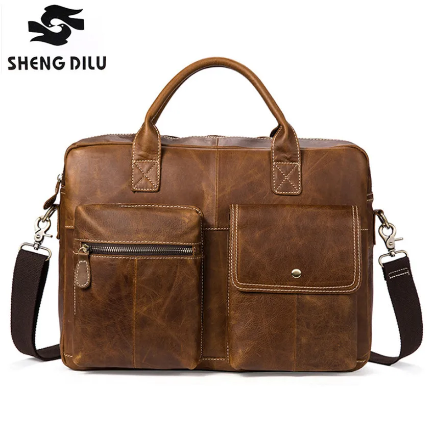 

Fashion Simple Vintage Messenger Bag Famous Brand Business Men Briefcase Genuine Leather Laptop Bag Casual Man Shoulder bags