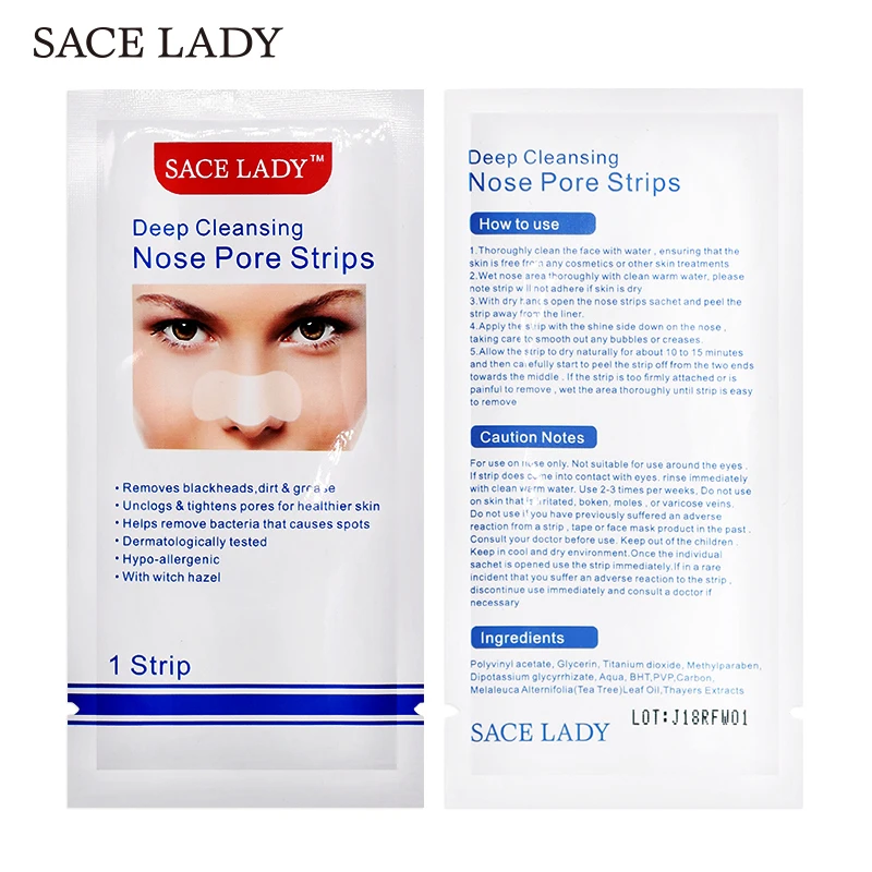 SACE LADY, маска для удаления черных точек, 6 шт., носовые полоски, черная голова, нос, точка, отклеивание, наклейка для лица, акне, белая головка, очиститель пор