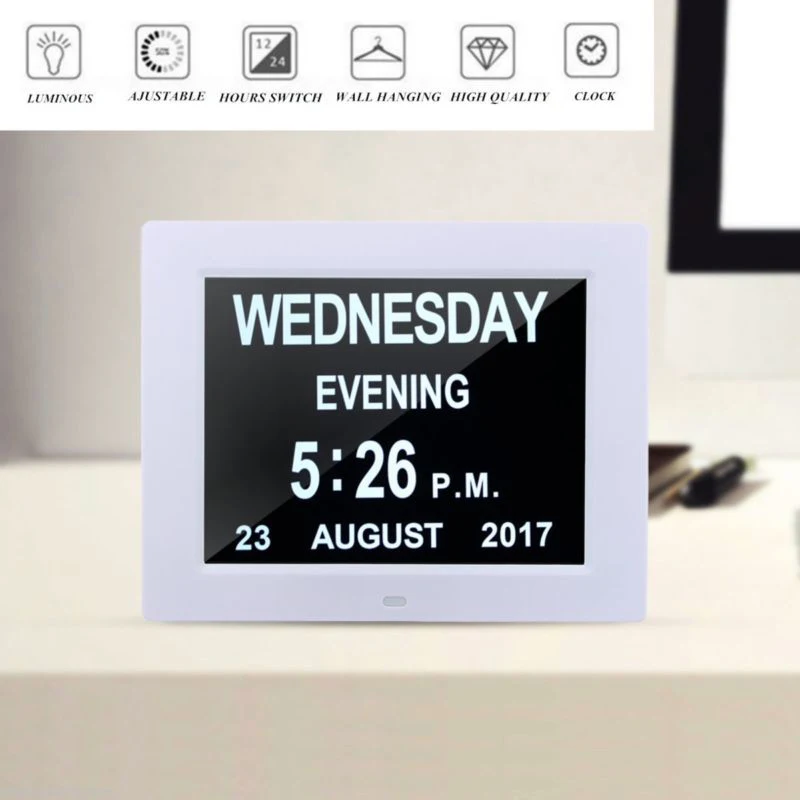 Reloj LED ABS gran pared Digital calendario tiempo pantalla LED día semana año pantalla relojes blanco/Negro DC 5 V 1A 8 ”con adaptador Reloj LED ABS gran pared Digital calendario tiempo pantalla LED día semana año pantalla relojes blanco/Negro DC 5 V 1A 8 ”con adaptador