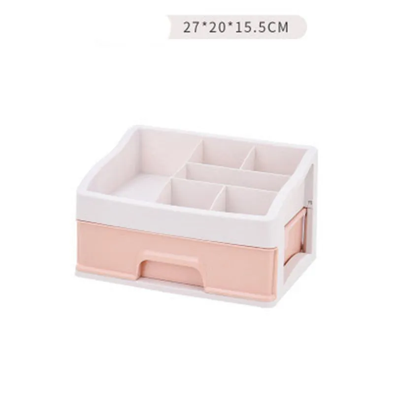 Pink 1Layer Пластиковая коробка для хранения косметики, косметический ящик, контейнер для макияжа, органайзер для ногтей, шкатулка, настольный держатель для хранения, чехол для хранения, инструменты из бисера - Цвет: Pink 1Layer