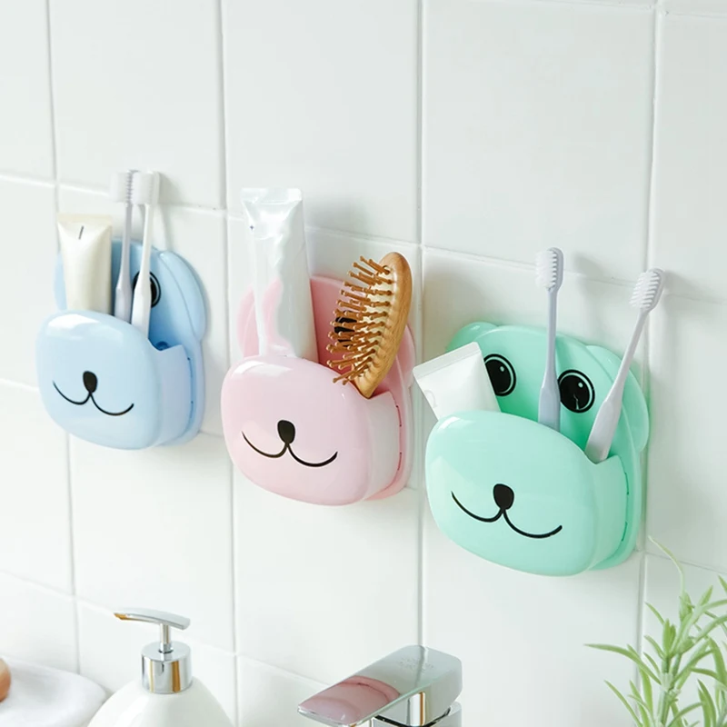

Cartoon Dog Toothbrush Holder Toothpaste Storage Racks Bathroom Suction Sucker Tooth Brush Container Cup Hanging Organizer
