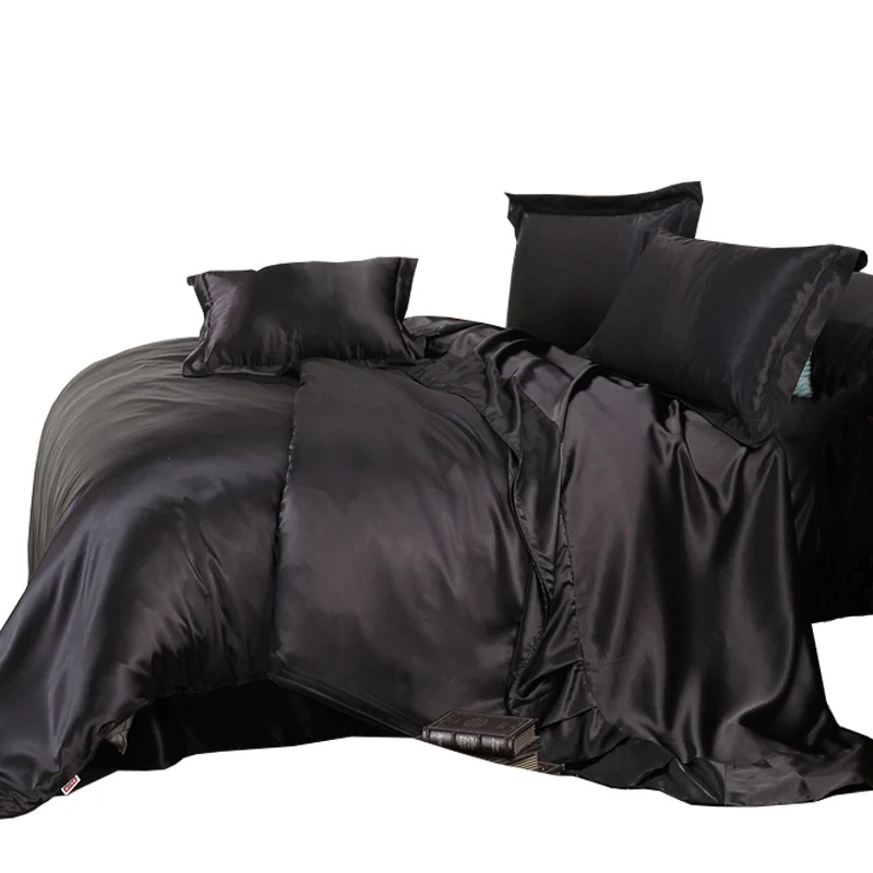 100% faux Silk bedsheets solid color bed Linen twin full
