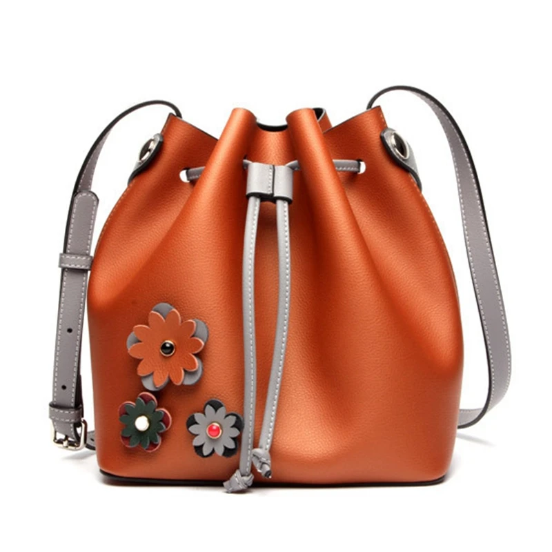 

DOYUTIG Elegant Women's Genuine Leather Bucket Bag With Flower Shape Fashion Real Cow Leather Crossbody Bag & Shoulder Bags F565