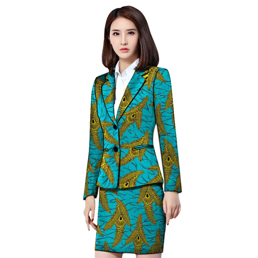 

African clothing women print blazer with skirt Ankara fashion skirt and jacket sets female outfits dashiki suits