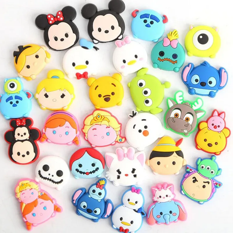 

18pcs TSUM Mickey Minnie Buzz Stacked Animal soft Accessories Flat back PVC DIY Gadgets Bracelets Shoe charms hair accessories