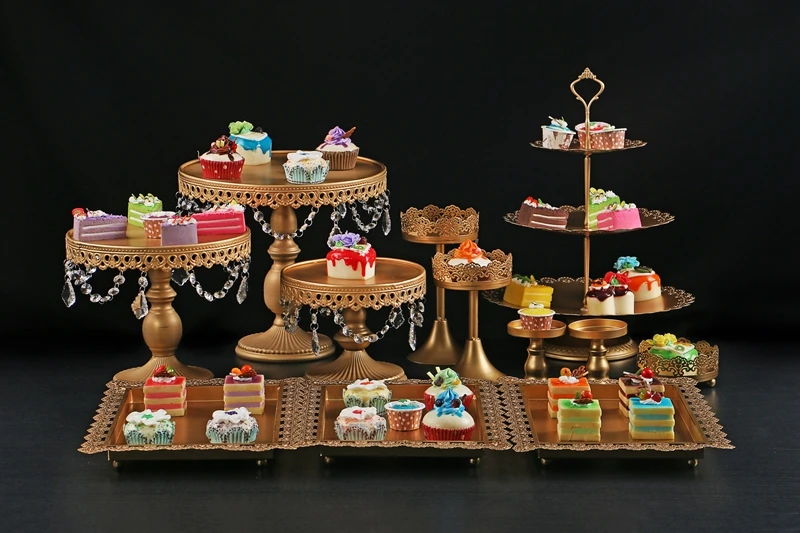 Gold Wedding Dessert Tray Cake Stand Cupcake Stand Party Decoration
