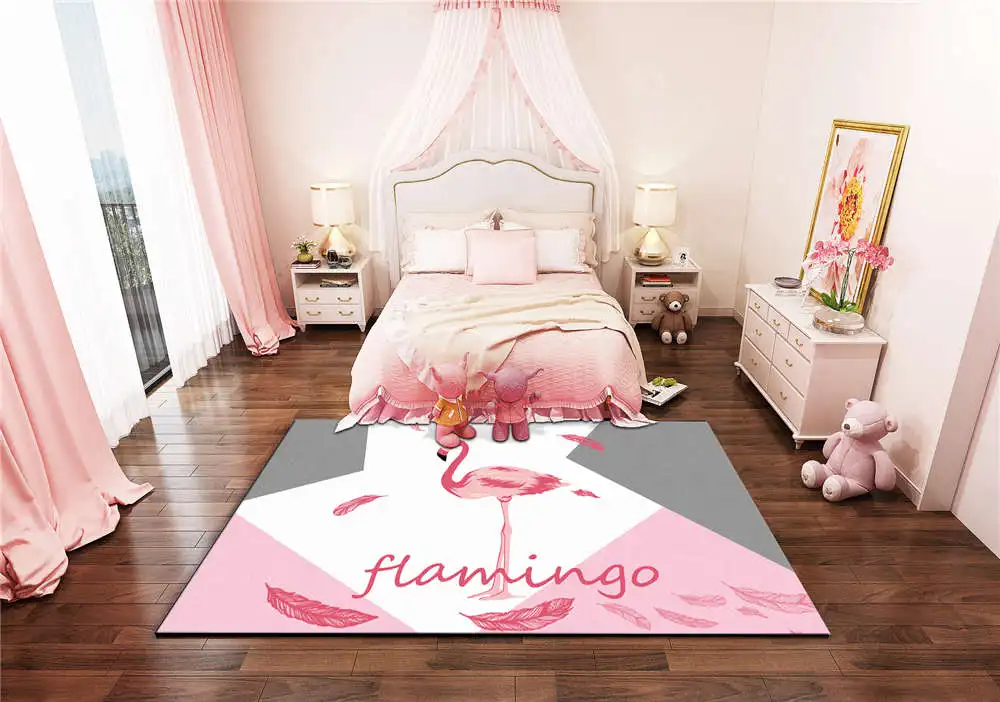 Принцесса стиль украшение комнаты девочки коврики прикроватные области антискользящие коврики Фламинго Корона розовые ковры для гостиной - Цвет: No.5