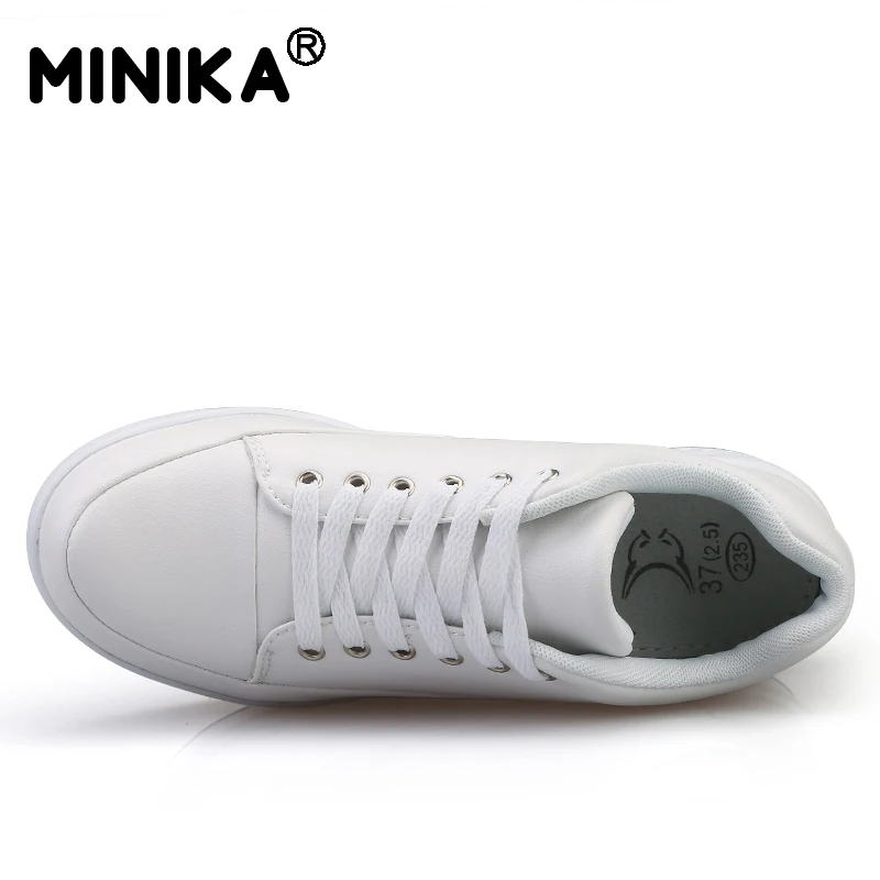 Minika/tenis feminino; женская повседневная обувь; кожаная обувь на танкетке; обувь для танцев; дышащая легкая прогулочная обувь суперзвезды; цвет белый