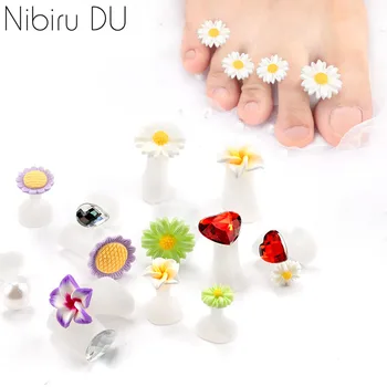 

8Pcs/Set Silicone Toe Separators Foot Toe Spacers Daisy Flower Sunflower Waterdrop Pedicure DIY Foots Toe Nail Art Tool