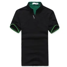 Clásico de verano de Los Hombres Del Collar Del Soporte T Shirt camiseta de Manga Corta Camiseta Color Sólido M-XXXL