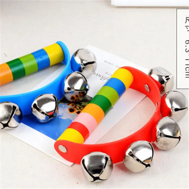 Kid Baby Children Colorful Toy Wooden Musical Bell Handbell Rattle Toy Lovely Education