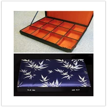 Прямоугольная пустая 12 Слот деревянная коробка для часов 12 Сетка Подарочная коробка для браслета шелковая парча упаковка коробка для хранения ювелирных изделий 1 шт