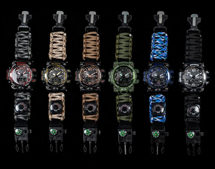 SHIYUNME спортивные водонепроницаемые военные часы Мужские часы с двойным дисплеем компас хронограф кварцевые мужские часы Relogio Masculino