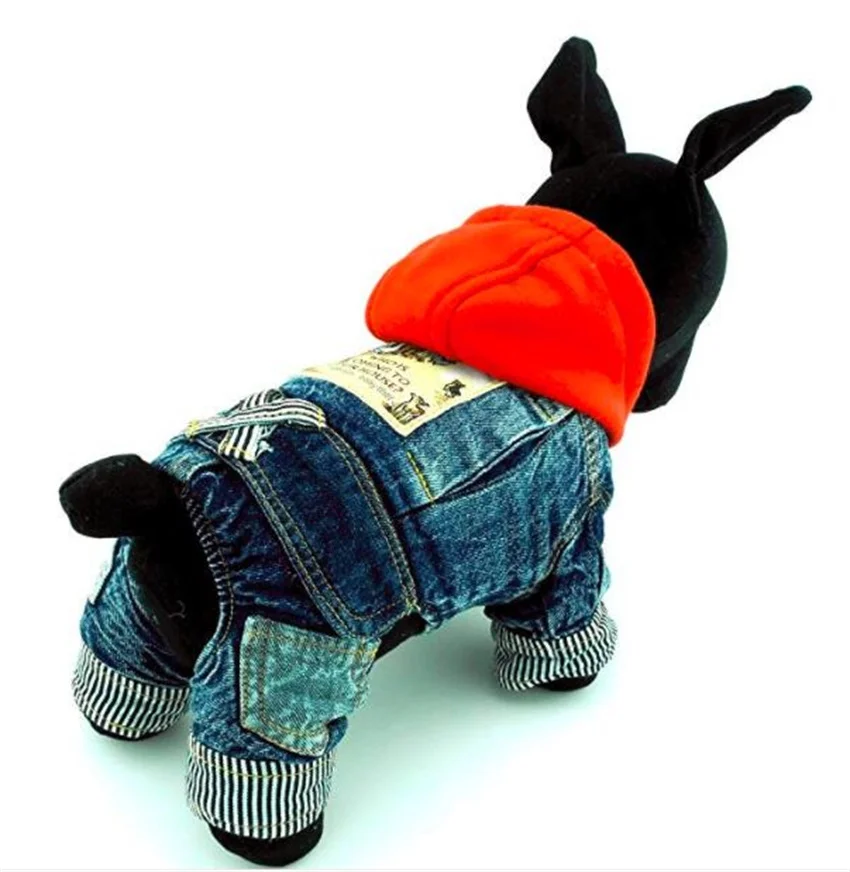 Комбинезон для собак джинсовый флисовый зимний костюм кошек и щенков комбинезон