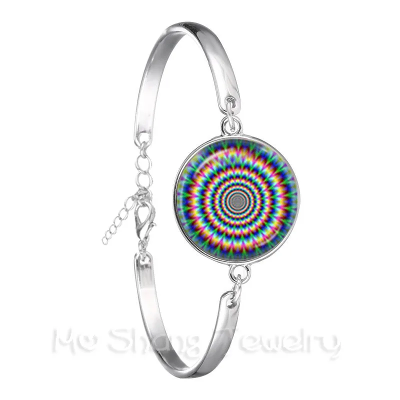 Mandala Kaleidoscope Bracelet 20mm Glass Dome Cabochon OM Statement Hindu Religious Men Women Leather Bangle Creative Gift | Украшения и