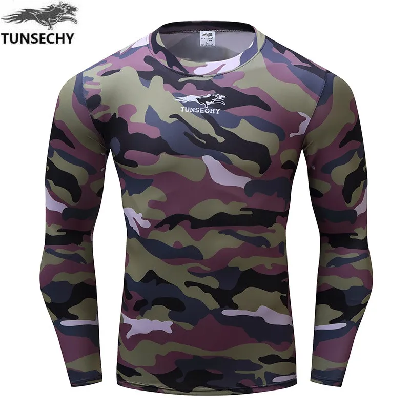 Hot sell 2017 tunsevhy new font b fitness b font compressed T shirt camouflage font b