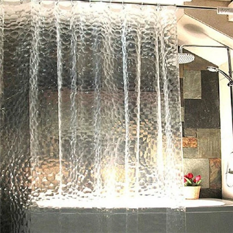 

New Plastic EVA 3D Shower Curtains Transparent Bathroom Curtains Luxury Bath Screen Waterproof Curtains Bathroom Products J17