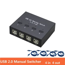 USB 2.0 Hub Manual Sharing Switch 4 in 4 out Keyboard and mouse sharing switch Printer sharing for Computer Manual button switch