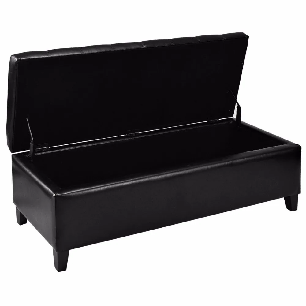 Goplus 51'' Storage Ottoman Bench Modern PU Leather Home Accents Tufted Rectangular Living Room Organizer Footstool HW56301 Goplus 51'' Storage Ottoman Bench Modern PU Leather Home Accents Tufted Rectangular Living Room Organizer Footstool HW56301