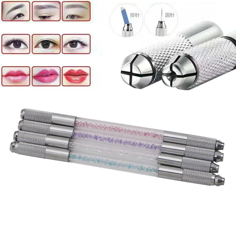 

Double Crystal Acrylic Manual Tattoo Pen Microblading Permanent Eyebrow Tool