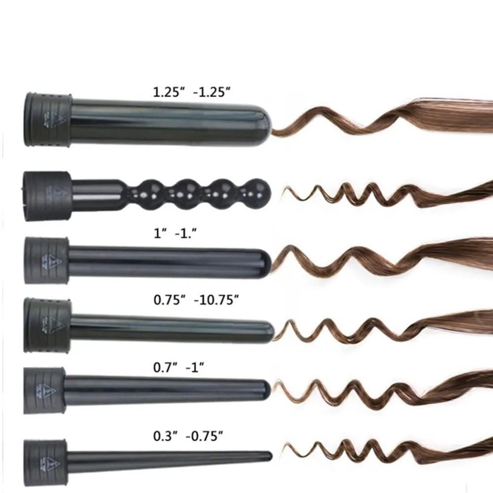 

6-in-1 Hair Curling Iron Ceramic Hair Curler Roller Interchangeable Barrels Multifunction Hair Curling Stick EU PLUG TYPE