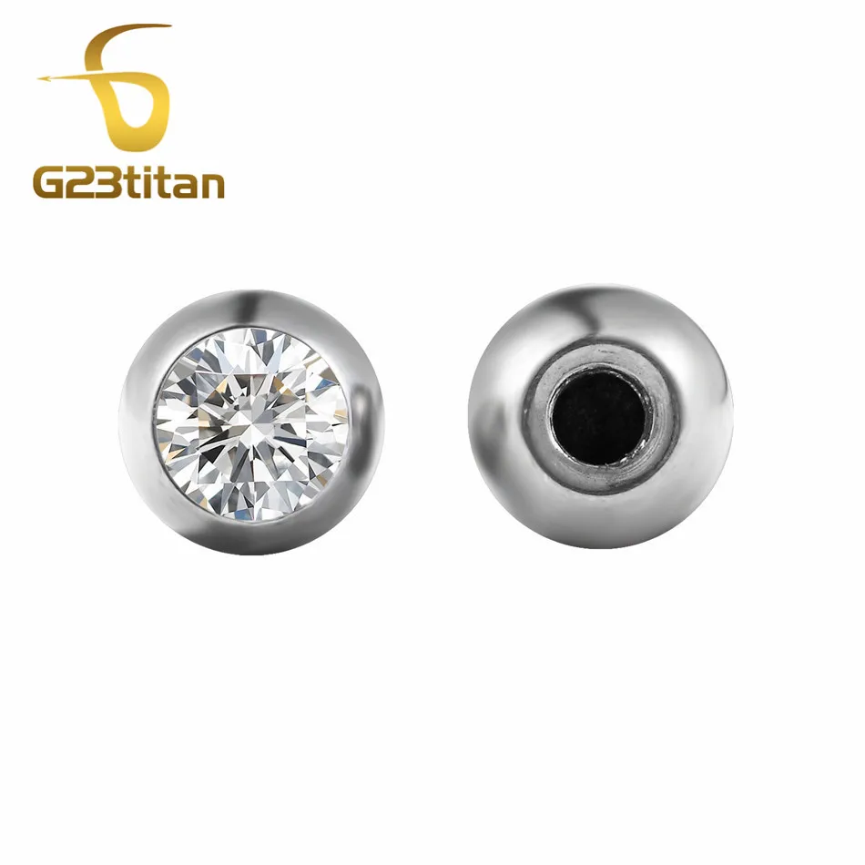 

G23titan 2PCs 1.2mm/16G 3mm Crystal Titanium Balls for Circular Barbell Curved Barbells Labret Body Piercing Rings Jewelry