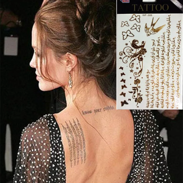 New Arabic Tattoo Bracelet Gold Butterfly Swallow Tatoos Glitter Frozen Temporary Tattoos Flash Metalic Tatoo Jewelry Body Paint | Красота и