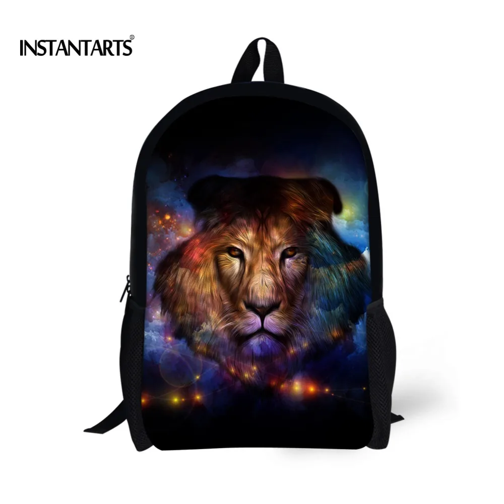 INSTANTARTS Прохладный животных с принтом льва детей школьный Начальная Школа Bookbags для студенческих мальчиков Mochila 3D Galaxy ребенок рюкзак
