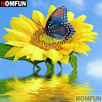

HOMFUN Full Square/Round Drill 5D DIY Diamond Painting "Flower butterfly" 3D Embroidery Cross Stitch 5D Decor Gift A07560