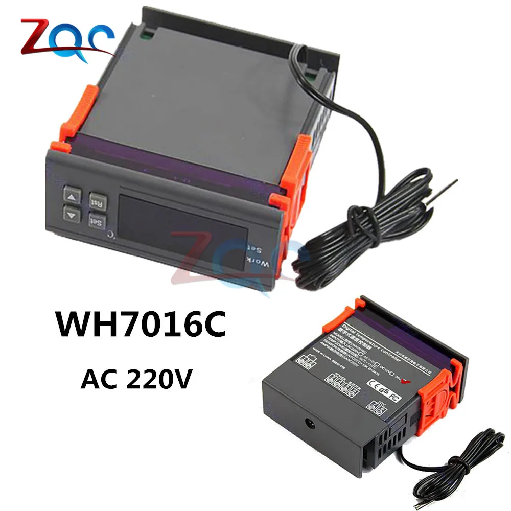 DC 12V 24V AC 110V 220V светодиодный цифровой Температура Управление; терморегулятор Термостат Управление W/нагревателем и охладителем зонд - Цвет: WH7016C AC 90V-250V