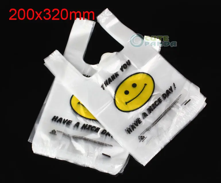 100 шт. пластиковые пакеты для покупок 20 х30 см|faces smile|face smileyface bag |