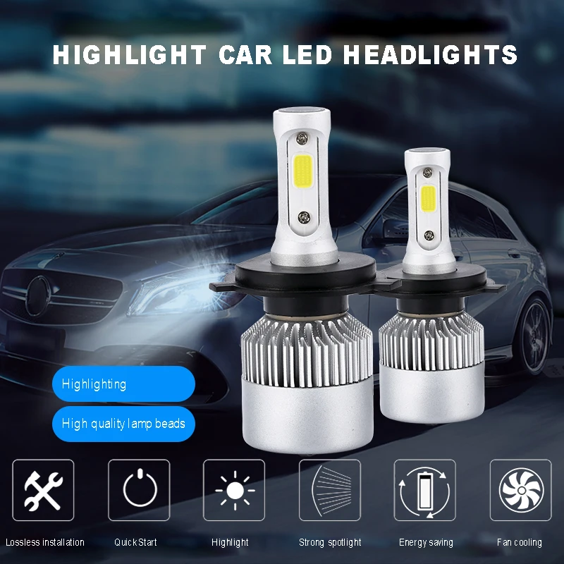 Автомобильные фары COB Chip H4 H13 9004 9007 Hi lo Beam H7 9005 HB3 9006 HB4 H11 H9 H1 H3 9012 светодиодные лампа