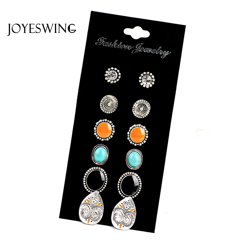JOYESWING Bohemian Stud Earrings a Set/ 6 pair Geometric Ethnic