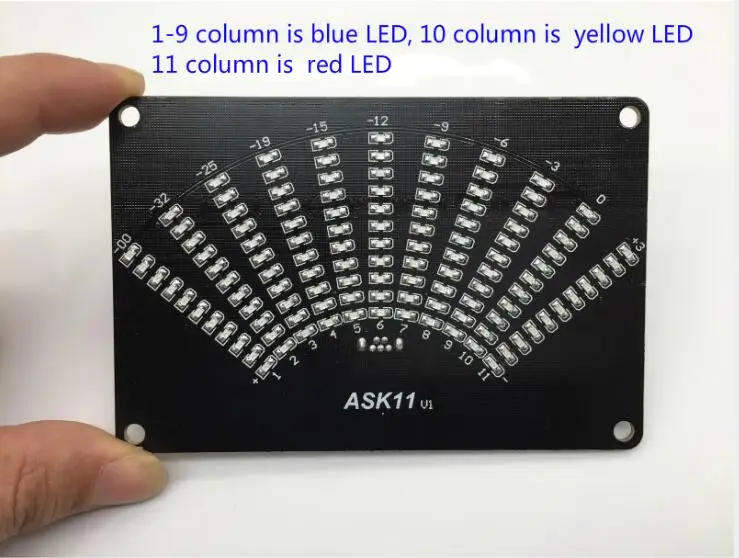 Aiyima ASK11 светодиодный музыкальный аудио спектр дисплей VU метр Веерообразный указатель уровня индикации усилитель с Чехол