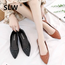 Новинка года; сезон весна; туфли-лодочки без шнуровки из ткани; повседневные лоферы из искусственной кожи на резиновой подошве; женские модные кожаные туфли с острым носком