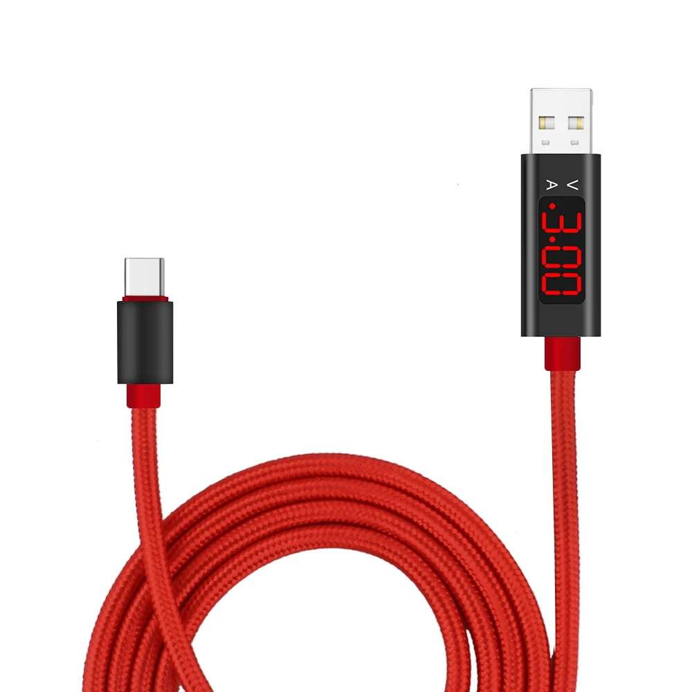 1 м Micro usb type C тестер напряжения тока метр дисплей нейлоновый плетеный кабель быстрой зарядки type-C для samsung S9 Note 8 Android