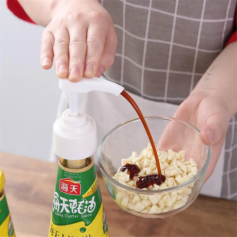 

PP press pump head pour spout Reusable bottle nozzle Dispenser Pourer Cap for seasoning bottle spice Jar kitchen Accessories