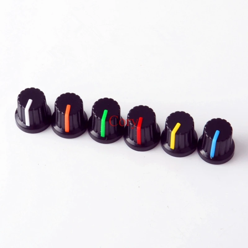 

12pcs 6mm Shaft Insert Dia Potentiometer Control Knob Rotary Caps With Green/Blue/Yellow/Red/Orange/White CZYC