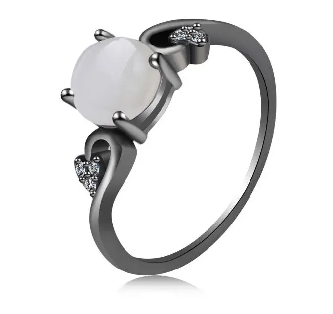 Anenjery, изысканное ювелирное изделие, много цветов, AAA, циркон, опал, камень, 10 к, Черное золото, заполненное кольцо для женщин, anillos T-R56 - Цвет основного камня: White