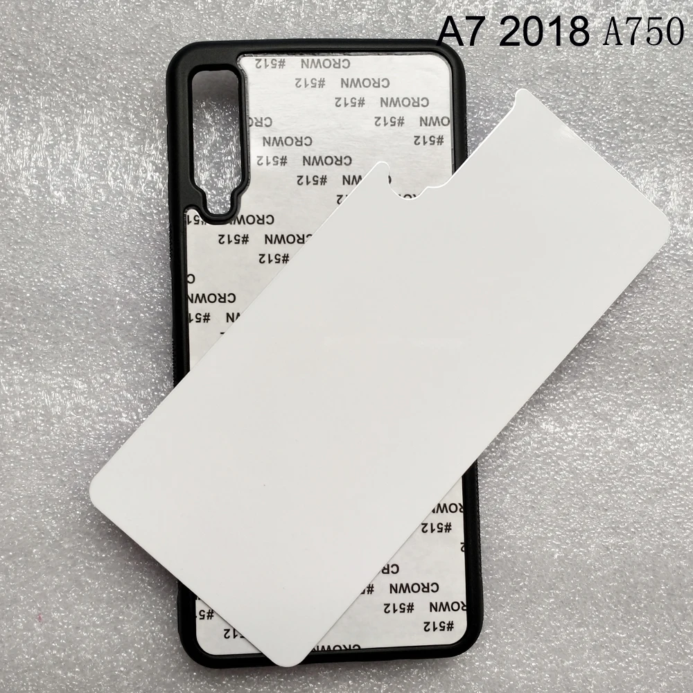 

For Samsung A7 2018 A750 2d Rubber TPU cell phone case Sublimation print case + blank metal aluminium plate 5 pieces/ lot