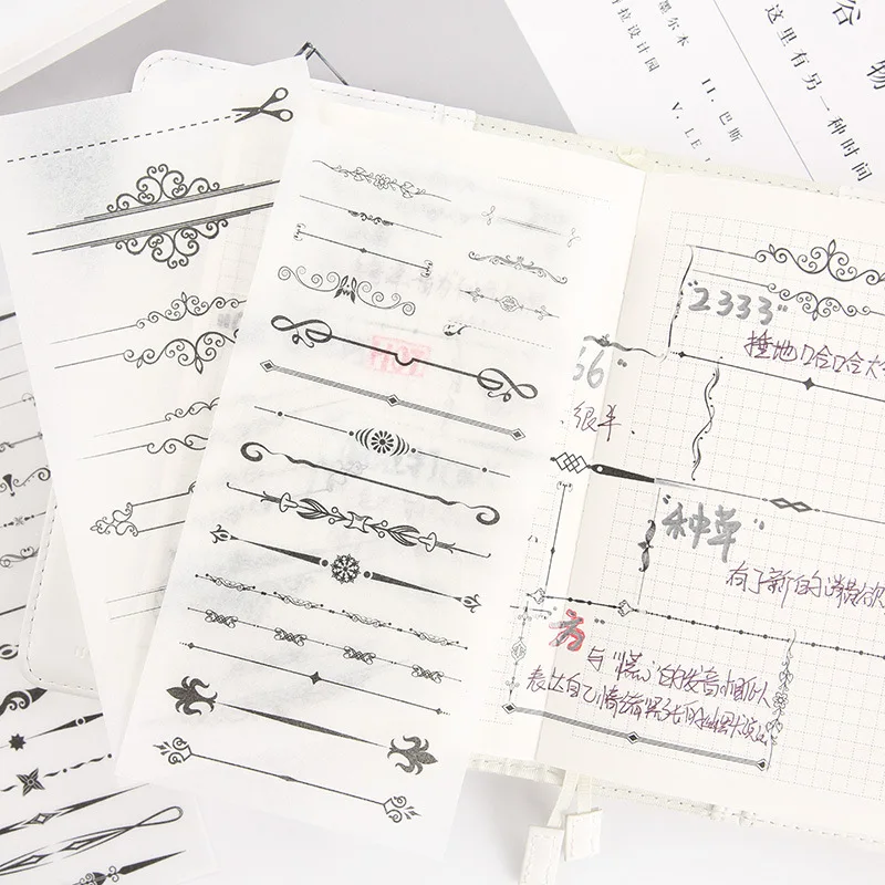 

6Sheets/Pack Gorgeous Dividing Line Decoration Scrapbooking Stickers Transparent PVC Stationery Diary Stickers
