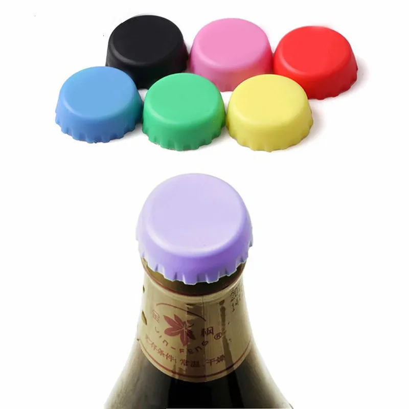 QianY 6 pcs/set 3.1 cm Colorful Wine Stoppers Beer Bottle Cap Silicone Leak Free Wine Bottle