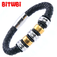 5 бусин, нержавеющая сталь, магнит, браслет, ювелирное изделие, браслеты, черная воловья веревка, браслеты с подвесками для женщин и мужчин