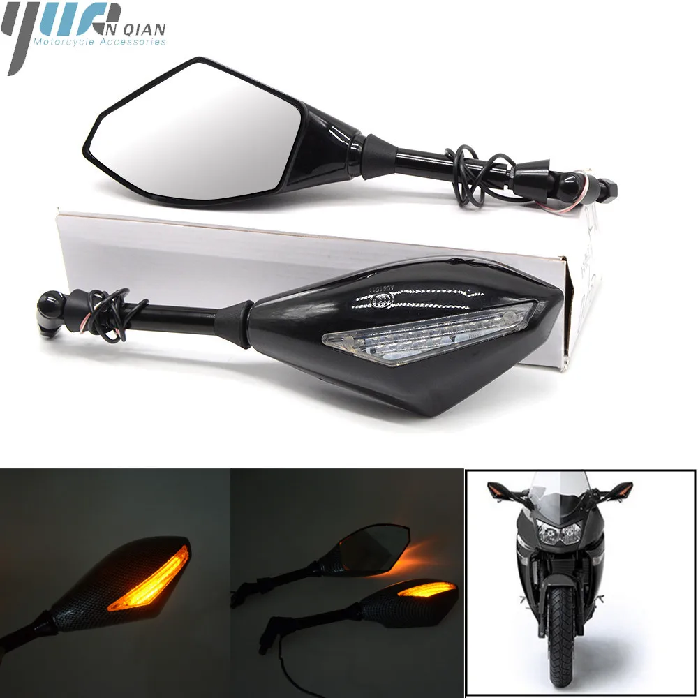 

FOR DUCATI MONSTER 696 796 BMW KTM Motorcycle Street bikes Cruiser Indicator Rearview Side Mirrors & Integrated LED Turn Signals