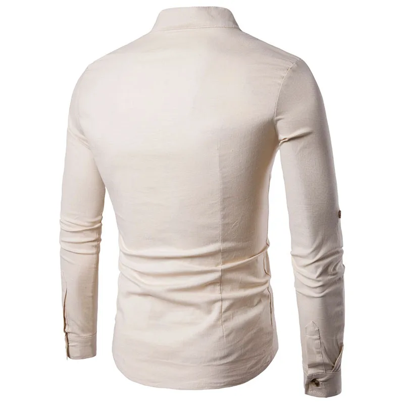 رجل القطن البوليستر مزيج قميص جديد الجدد اليوسفي طوق تنفس مريح التقليدية الصينية نمط بوبوفير هينلي الاتحاد الأوروبي حجم