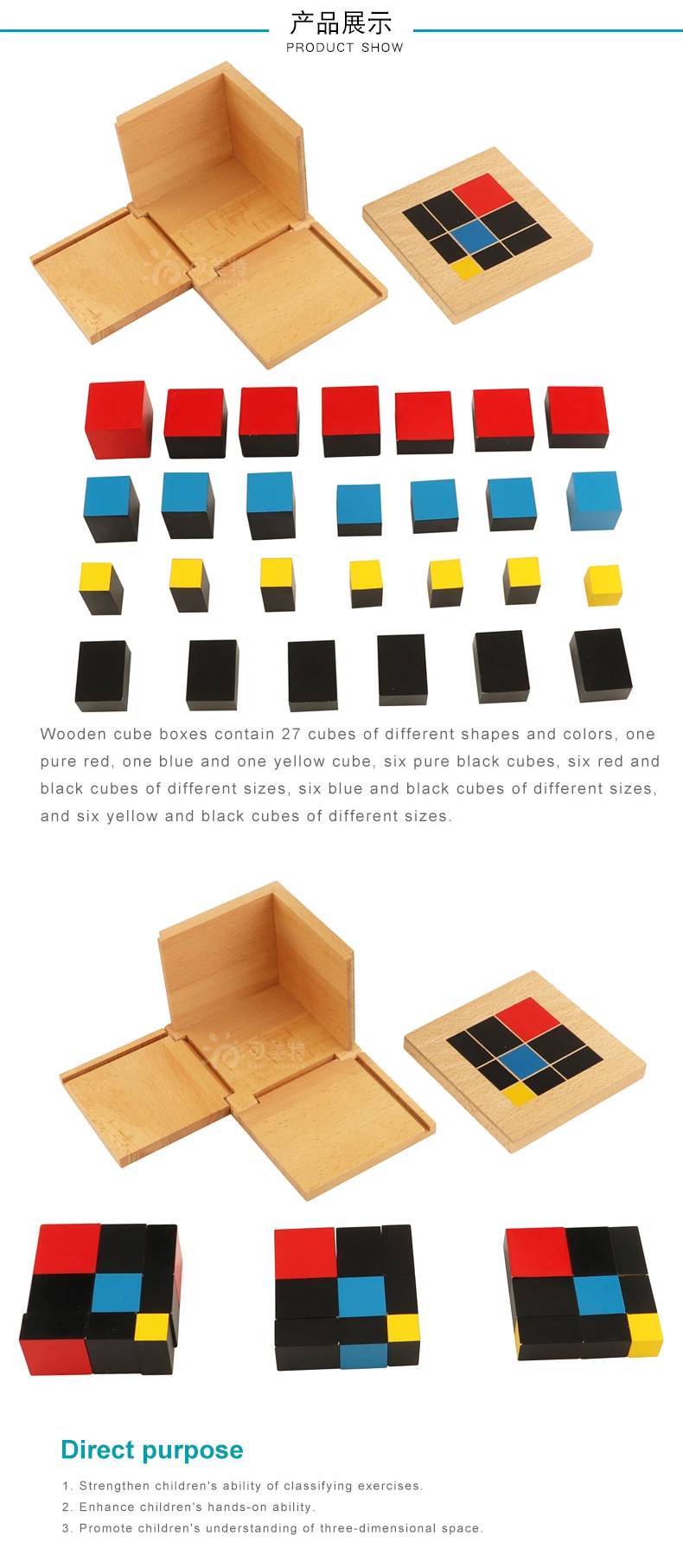 Детская игрушка Монтессори материал трехмерный куб Binomial куб магический куб пространственное мышление способность ранее обучение пособия