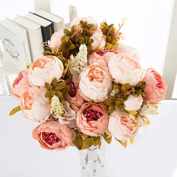 

1 Bunch European Artificial Peony Decorative Party Silk fake Flowers Peonies For Home Hotel decor DIY Wedding Decoration wreath