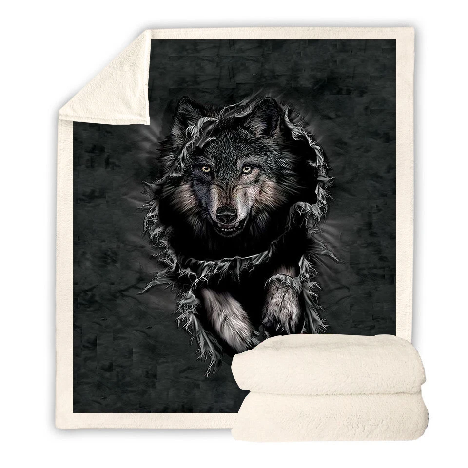 Одеяло с 3D принтом «горный волк», покрывало для дивана, молодежное постельное белье, бархатное плюшевое флисовое покрывало, новое покрывало