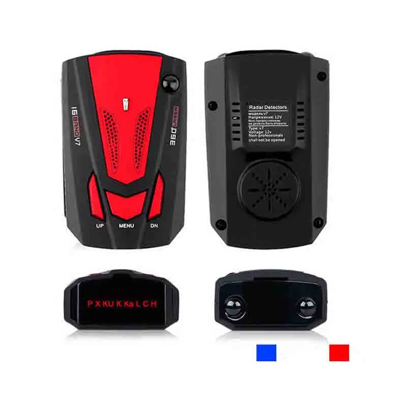 

V7 Radar Detector English Russian Auto 360 Degree Vehicle Speed Voice Alert Alarm Warning 16 Band LED Display Red Blue