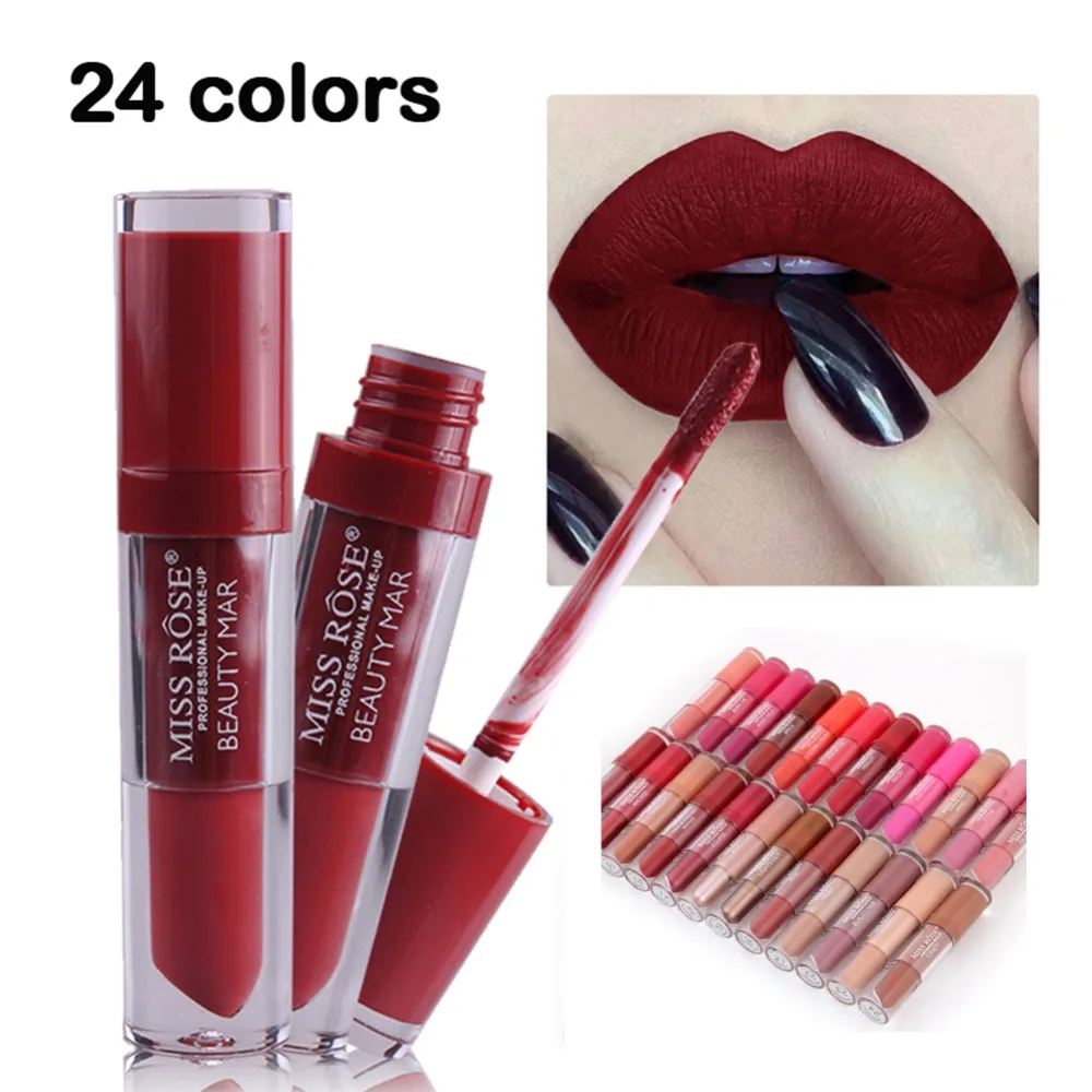 

Miss Rose Brand Matte Lip Stick Lips Gloss Waterproof Moisturizing Liquid Lipstick Easy To Wear Makeup Cosmetic 24 Color #254601